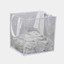 (white, -) Opvouwbare mesh wasmand met handvatten - 32 cm vierkant opbergbox voor reis en student
