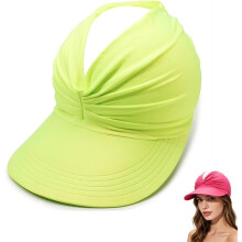 (Yellow, color_name) Chapéu Visor Feminino FPS 50+, Aba Larga Dobrável para Praia e Golfe