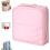 (Pink, L) Κομψή τσάντα καλλυντικών με διαχωριστικά, PU δέρμα, όρθια με καθρέφτη 1