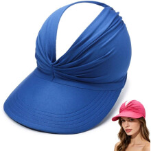 (Royal Blue, color_name) Chapéu Visor Feminino FPS 50+, Aba Larga Dobrável para Praia e Golfe
