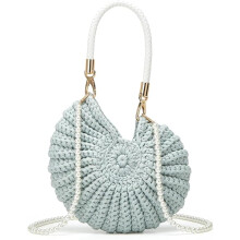 (#D, -) Gehaakte schelp tas, stralende nautilus schelp handtas, handgeweven strand handtas