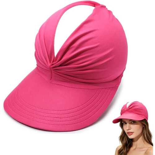 (Fuchsia, color_name) Γυναικείο καπέλο ηλίου UPF 50+, πτυσσόμενο, φαρδύ γείσο, για γκολφ