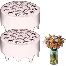 (Pink*2, -) Stretch Silicone Blossom Grid Flower Arranger, Reusable Floral Grid for Vase