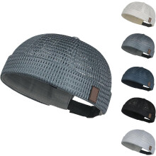 (Dark Gray, color_name) Heren ademende randloze docker pet, lichtgewicht mesh schedelkap verstelbaar voor zomer