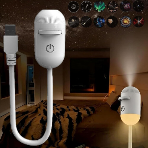 (12 pieces, -) Προβολέας γαλαξία 2 σε 1, USB, περιστροφή 360, φορητός