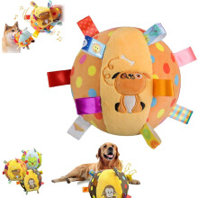 (Dog, -) Giocattolo cane colorato che squittisce, palla 15 cm con campanella e squeaker