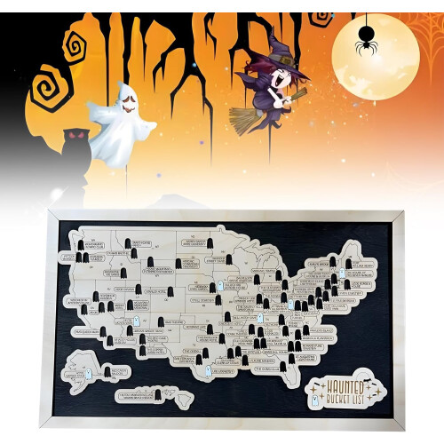(Black, Small) Dřevěná halloweenská mapa kbelíku