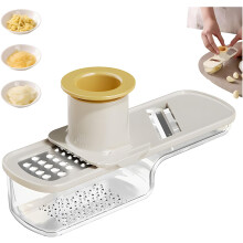 (White, -) 3-in-1 mini knoflook snijder en mandoline – groentensnijder met bakje