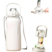 (White, 2000ML) 1L sport geïsoleerde beker – 2-in-1 rietje en schenktuit deksel, lekvrij