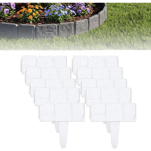 (White, 10pcs) Φράχτης κήπου μίμηση πέτρας, 2026, interlocking, αντιολισθητικό