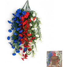 (1 Set, -) 4 juli decoratie driekleur patriottische kunstbloem, rood wit blauw faux bloemstuk