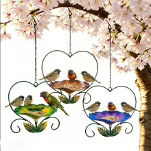 (3PCS, -) Hrănitoare Păsări Inimă, Metal Floral, Cadă, Rezistent Rugină, Decor Exterior