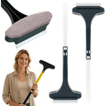 (2*beige, -) 2-in-1 raamhor schoonmaakborstel waardeset, roterende microvezel met trekker