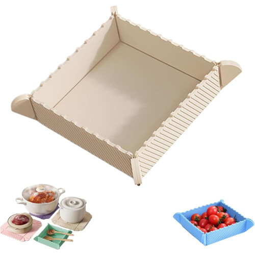 (Beige, -) 2 σε 1 μαγνητικό χαλάκι σιλικόνης, πτυσσόμενο μπολ
