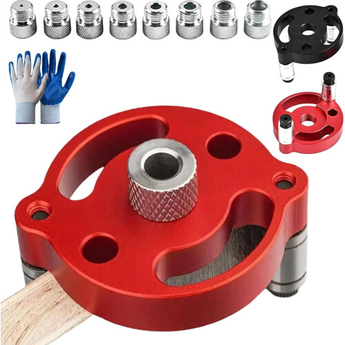 (Red, -) Gabarit de perçage centré, guide précision pour menuiserie 3-10mm