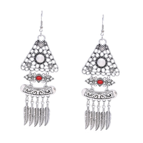 Boucles d'oreilles en alliage délicat avec pierre turquoise-UN