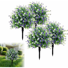 (4pcs, -) Kunstmatige potbomen met grondstaken, UV-bestendige camelia topiary faux planten voor terras