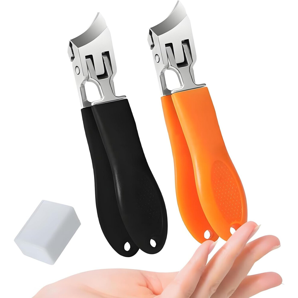 Oimg (2 Pcs, -) Wide Jaw Anti-Splash Slanted Nail Clipper, For Thick Toenails