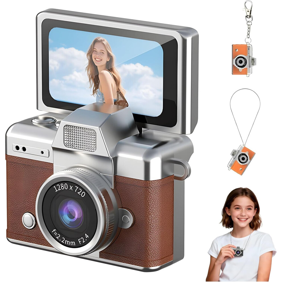 (, -) 1080P Mini Digital Camera With 1.47" Lcd, Keychain For Kids & Adults Brown 5437706810698