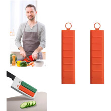 (2 pcs Orange, -) Deluxe antiaanbak mesgereedschap – gemakkelijk snijden voor keukenmessen