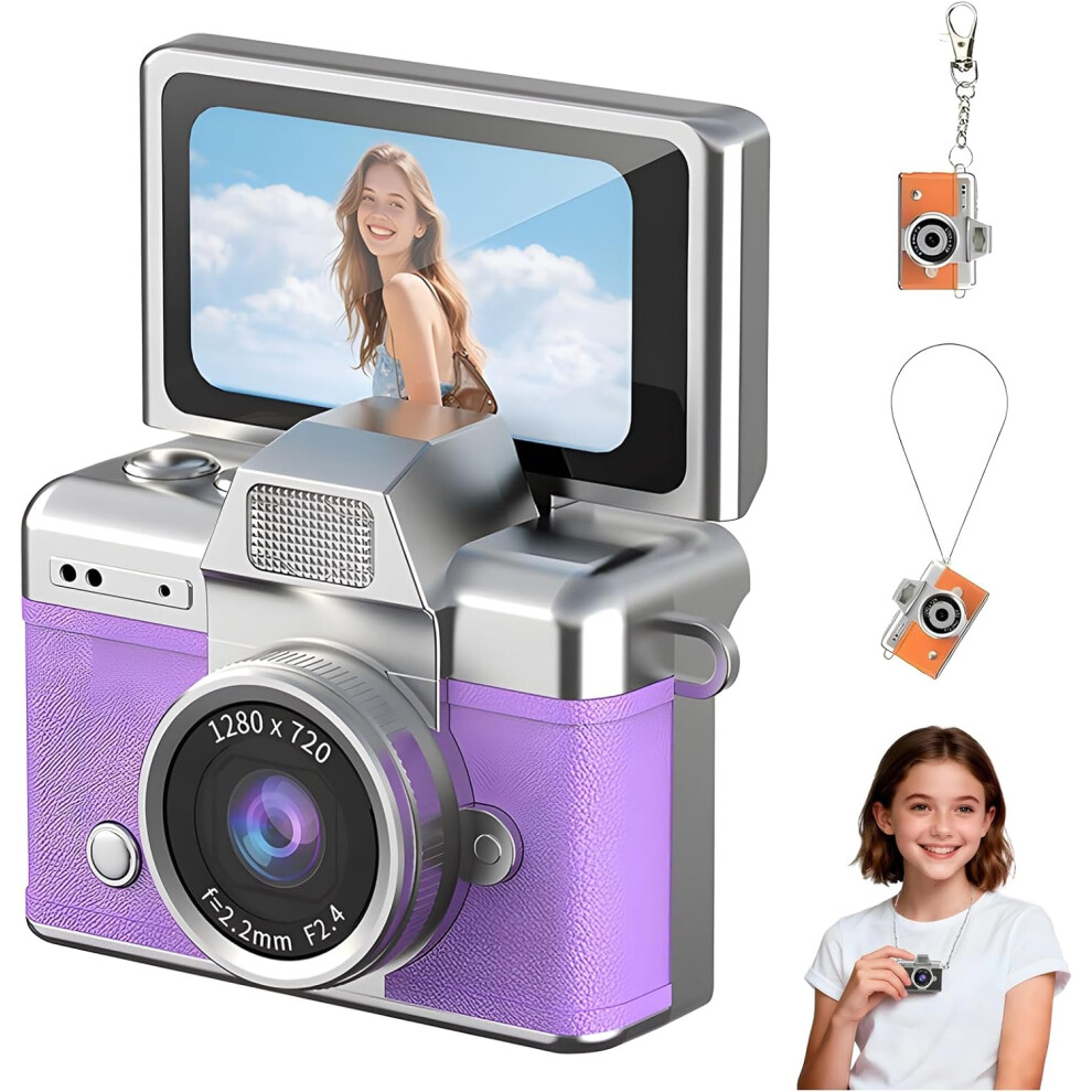 (, -) 1080P Mini Digital Camera With 1.47" Lcd, Keychain For Kids & Adults Purple 5437706810667