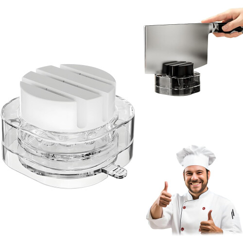 (White, -) Suction Cup Corrugated Whetstone, Knife Sharpening Set with Rubber Base