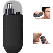 (Black, -) Trimmer naso orecchie elettrico portatile, umido/secco uomo donna