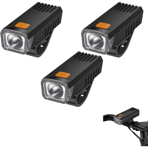 (3pcs, -) Éclairage vélo LED rechargeable étanche, avant arrière