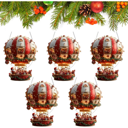 (#01-5pcs, -) στολίδια αερόστατου Santa 2D - Acrylic Christmas