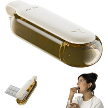 (Brown, -) 2 in 1 Portable Pill Extractor & Organizer, Weekly Pill Box