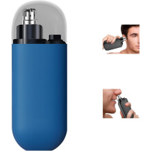 (Blue, -) Trimmer naso orecchie elettrico portatile, umido/secco uomo donna