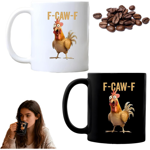 (2PCS, -) Αστείο φλιτζάνι κότα, για λάτρεις κοτόπουλων - F-Caw-F