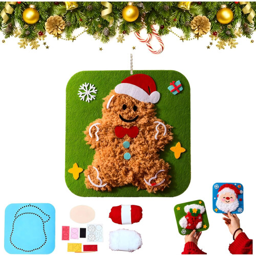 (Gingerbread, -) Κιτ κεντήματος DIY χριστουγεννιάτικο, χαριτωμένο ζώο - Embroidery sewing kit