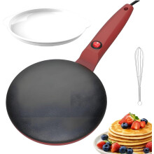 (Red, -) 20 cm elektrische crêpe maker snel heet, antiaanbak pannenkoekenmaker voor thuis keuken