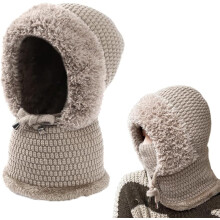(Khaki, One Size-Medium) Balaclava donna 3-in-1 invernale, passamontagna lavorato a maglia