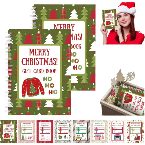 (2PCS, -) Livro de Cartões de Natal com Adesivos, 5x7 polegadas