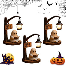 (S-3PCS, -) Lampada libro fantasma resina 3D, luce notturna Halloween