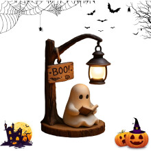 (S, -) Lampada libro fantasma resina 3D, luce notturna Halloween