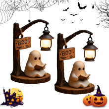 (L-2PCS, -) Lampada libro fantasma resina 3D, luce notturna Halloween