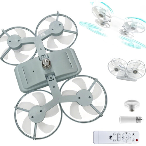 (Gray, -) LED φως οροφής ανεμιστήρα drone, λαβή E27, τηλεχειριστήριο