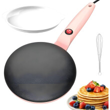 (Pink, -) 20 cm elektrische crêpe maker snel heet, antiaanbak pannenkoekenmaker voor thuis keuken