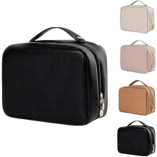 (Black, -) Set Patient mehrteiliger Toilettenartikel Kosmetiktasche, PU Leder
