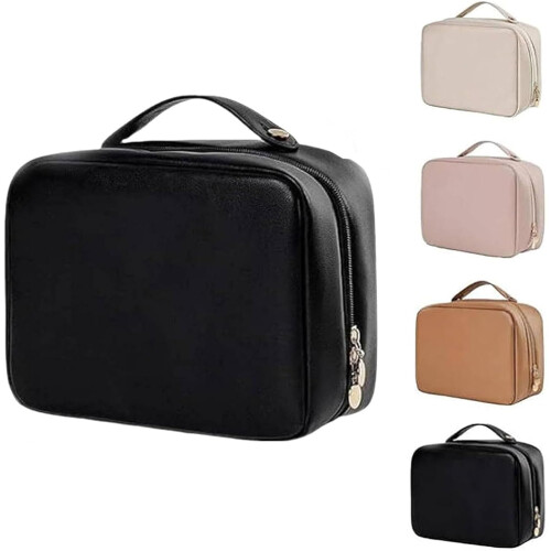 (Black, -) Trousse toilette multi-compartiments PU cuir