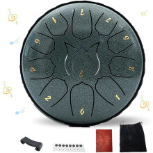 (#A, -) Tambour acier 6 notes 15cm, pour jardin, avec maillets