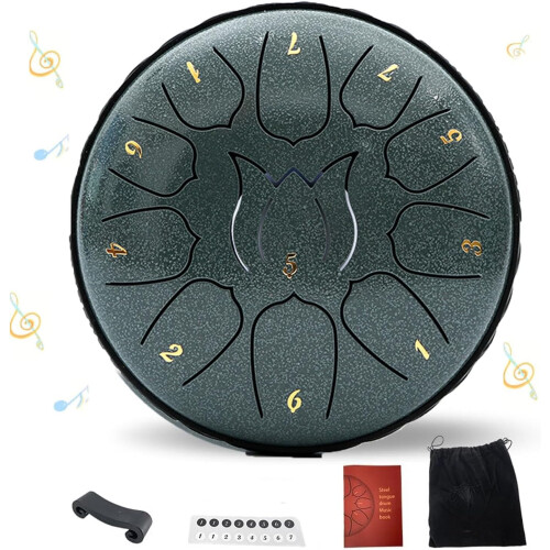 (#A, -) Tambour acier 6 notes 15cm, pour jardin, avec maillets
