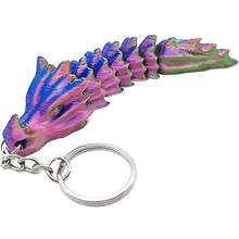 (Multicolor, -) Llavero dragón articulado impreso 3D, flexible para bolsos llaves