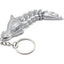 (Silver, -) Portachiavi drago osso articolato stampato 3D, flessibile per borse