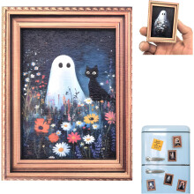 (#04, -) 12 Stück Halloween Retro hölzerne Kühlschrankmagnete, gruselige Deko