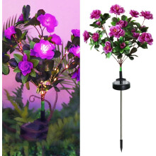 (Purple, Colored) Muistopuutarhan loistavat valot realistisilla tekoterälehdillä, LED-seiväs hautausmaakoristeluun