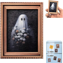 (#06, -) 12 Stück Halloween Retro hölzerne Kühlschrankmagnete, gruselige Deko